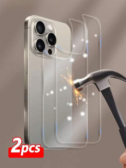 ZYONS 2PCS High Definition And High Transparency Tempered Glass Back Film, Mobile Phone Protective Back Film Tempered Glass Film, Compatible With IPhone 17 Pro Max/17 Air/16E/16 Plus/16 Pro/16 Pro Max/15/14/13/12/11/X/8/7 Series