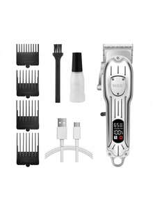 Bộ tông đơ cắt tóc & tông đơ dành cho nam Máy cắt tóc không dây chống nước IPX7 dành cho bộ dụng cụ cắt tóc với T-Blade Tông đơ Tông đơ cắt râu Trẻ em Clipper chuyên nghiệp USB có thể sạc lại (Màu bạc) - Bạc - Xem 2