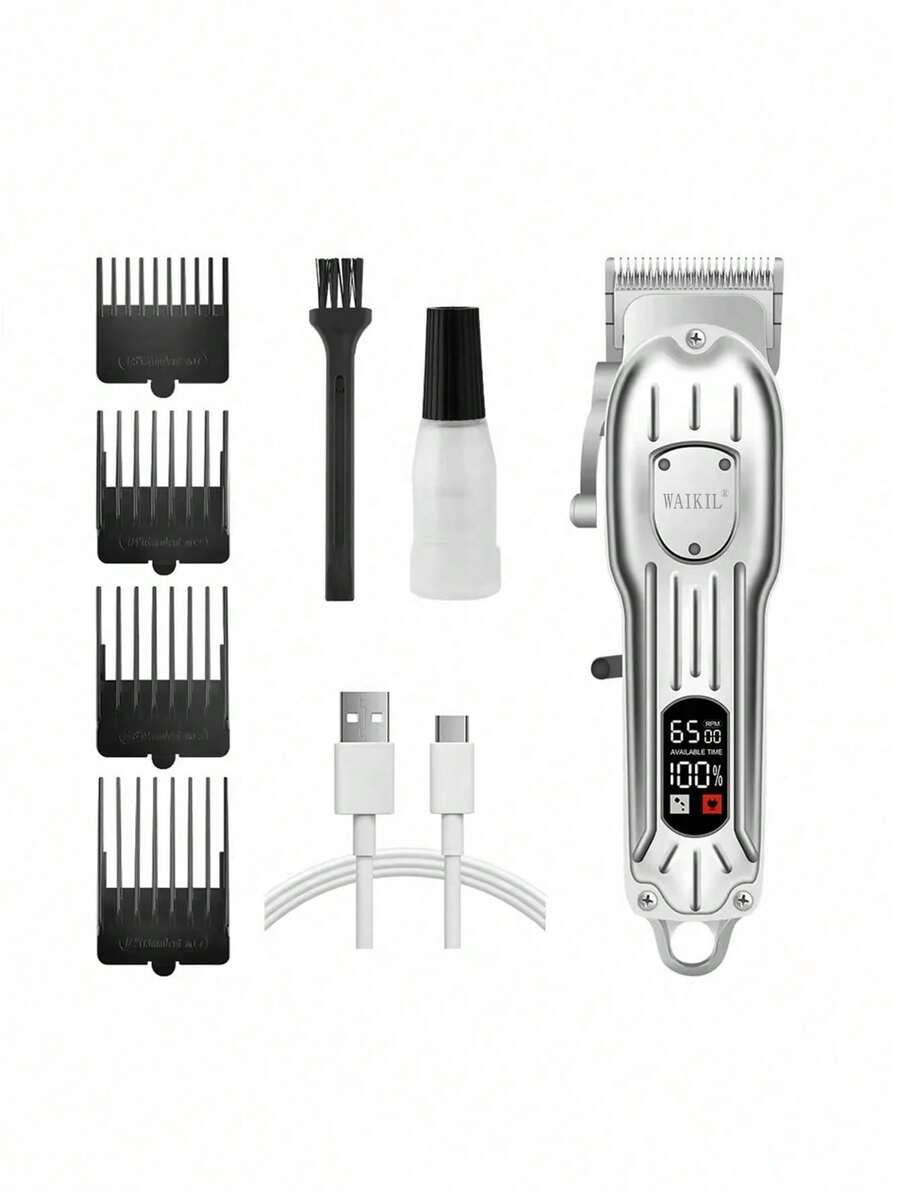 Bộ tông đơ cắt tóc & tông đơ dành cho nam Máy cắt tóc không dây chống nước IPX7 dành cho bộ dụng cụ cắt tóc với T-Blade Tông đơ Tông đơ cắt râu Trẻ em Clipper chuyên nghiệp USB có thể sạc lại (Màu bạc)