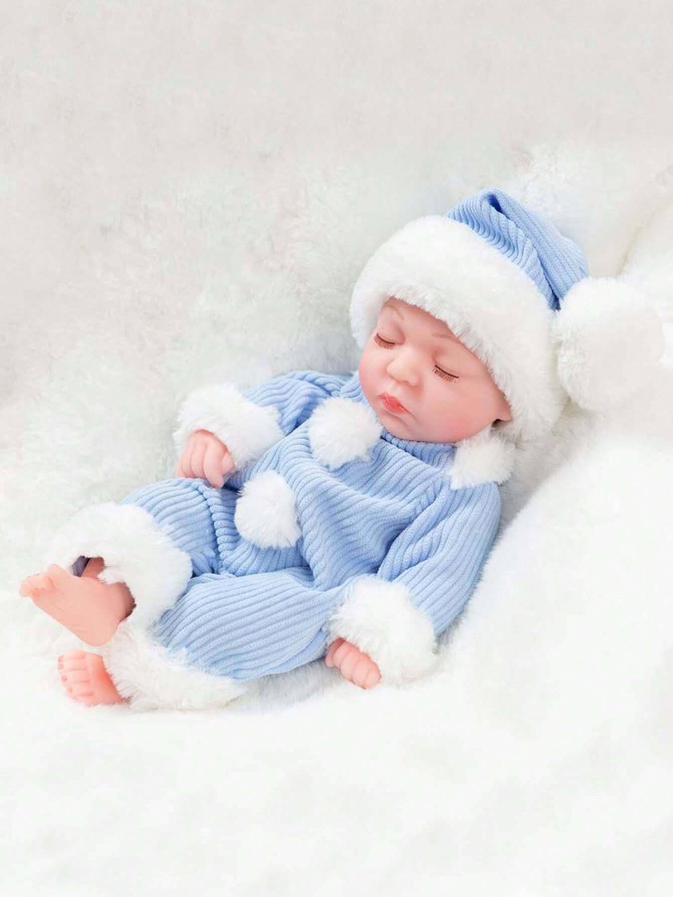 Large Soft & Cuddly Doll with Blue Dress & Cap