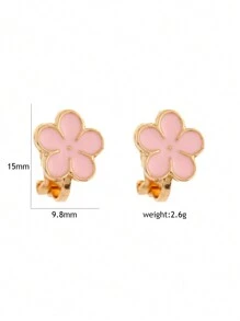 Fashionable New Alloy 5-Petal Oily Flower Petals Clip On Earrings, Lovely Flower Clip-On Earrings For Pierced Ears