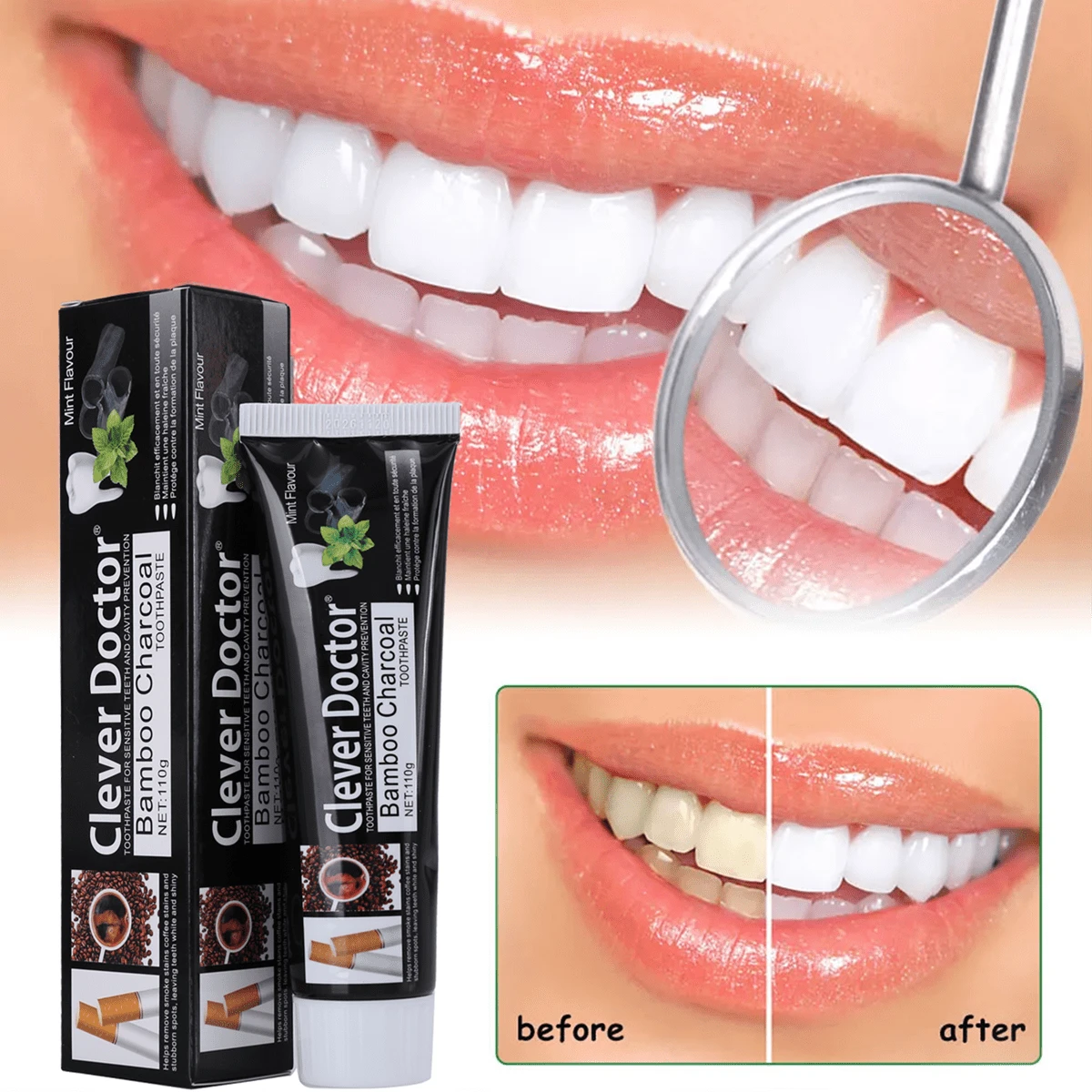 105g Whitening Activated Charcoal Toothpaste For Sensitive Teeth