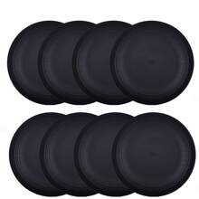 Bộ 6 đĩa đen không vỡ, dùng được với máy rửa chén, đựng salad và mì ống, đồ dùng nhà bếp, nhà bếp, quà tặng Giáng sinh - màu đen - Xem 2