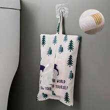 布料創意掛式紙巾盒套，車內紙巾盒，客廳臥室床頭櫃紙巾袋 (包括透明掛鉤) - 彩色 - 查看 3