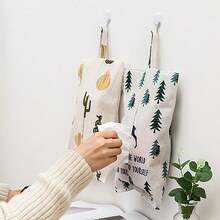 布料創意掛式紙巾盒套，車內紙巾盒，客廳臥室床頭櫃紙巾袋 (包括透明掛鉤) - 彩色 - 查看 2