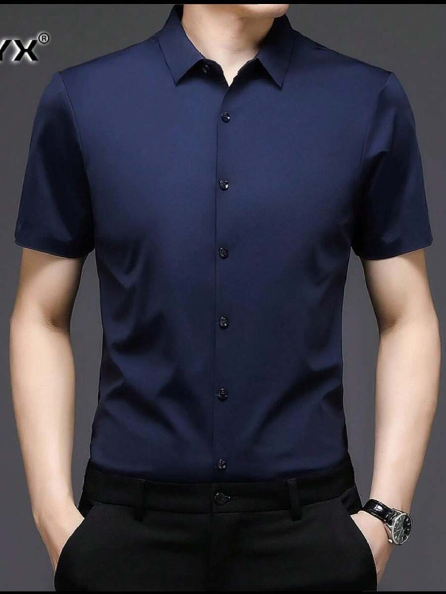 Men Shirts - 藏蓝色 - 查看 1
