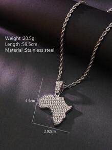 1入款庞克、嘻哈風格不鏽鋼項鍊，彩色鑽石玻璃裝飾地圖設計，男士派對裝或作為父親或兄弟的禮物最佳