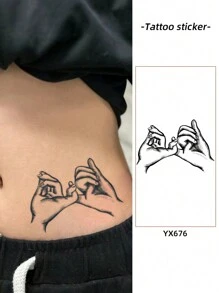 1pc Waterproof Temporary Tattoo Sticker, PVC Faux Tattoo Sticker With Unique Design, Suitable For Hands, Legs, Daily Activities, Bars, Cocktail Parties, Birthdays For Men And Women - Grey - View 2