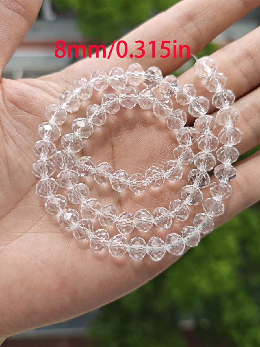 1串彩色水晶珠，尺寸可选：3毫米/4毫米/6毫米/8毫米/10毫米/12毫米，玻璃珠/节日珠/奥地利水晶珠/圆形玻璃珠/刻面玻璃珠/玻璃隔珠，适用于耳环/手链/脚链/项链等首饰制作/圣诞树装饰/节日装饰/婚礼装饰/窗户装饰