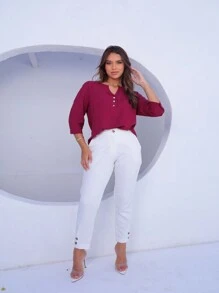 Women Blouses - Burgundy - View 1