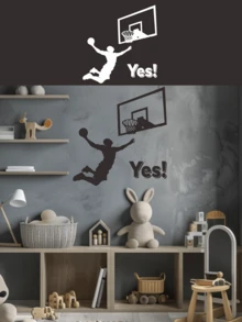 Decal Dán Tường Bóng Rổ Dunk Wall Bám Nhãn Dán Tường Thể Thao - Nhãn Dán Thể Thao Tạo Động Lực Với Sự Phấn khích 'CÓ!' Đồ họa tường phòng tập thể dục lễ kỷ niệm - Nhiều màu - Xem 2