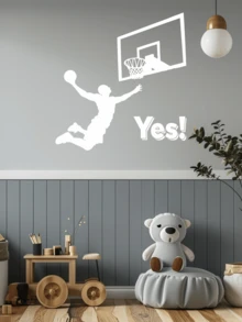 Decal Dán Tường Bóng Rổ Dunk Wall Bám Nhãn Dán Tường Thể Thao - Nhãn Dán Thể Thao Tạo Động Lực Với Sự Phấn khích 'CÓ!' Đồ họa tường phòng tập thể dục lễ kỷ niệm - Nhiều màu - Xem 5