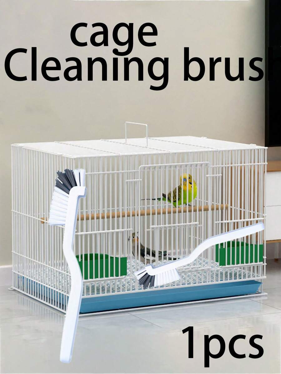 1pc/2pcs Long Handle Bird Cage Cleaning Brush, Hamster Cage Cleaning Brush, Pet Supplies, Pet Cage Brushes, For Parrots, Squirrels, Random Color - Multicolor - View 1