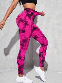 Women Sports Leggings - 玫紅色 - 查看 3
