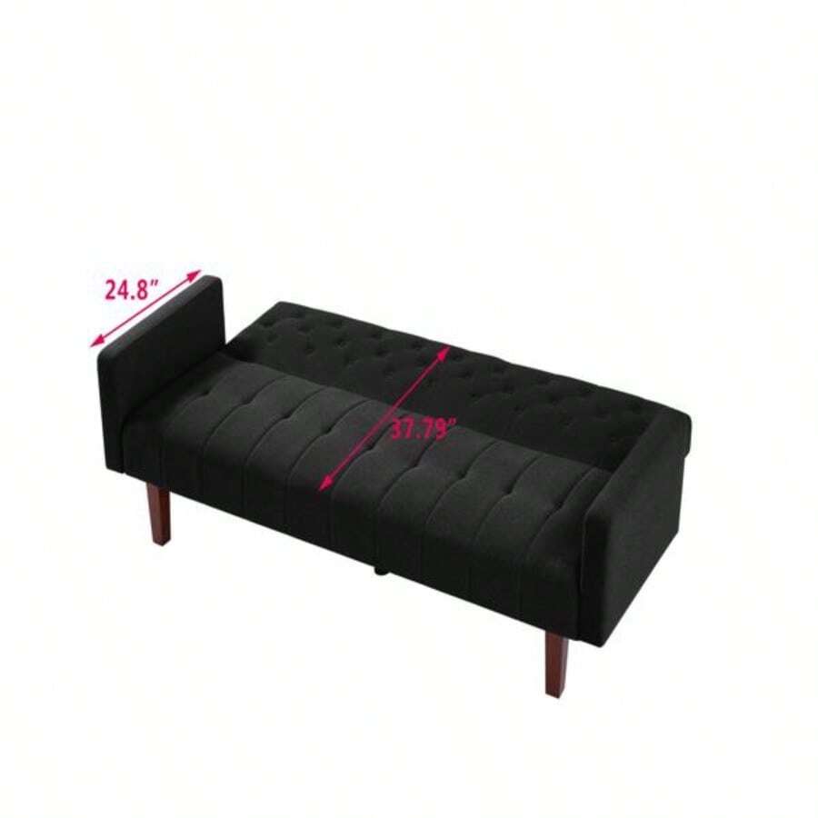 Black, Linen, Convertible Double Folding Living Room Sofa Bed