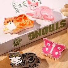 1 件装可爱猫咪图案醋酸纤维发爪，适合女士，高品质哑光饰面，万圣节造型 - 彩色 - 查看 10