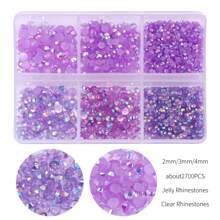 2,700pcs/Box 2mm/3mm/4mm Flat Bottom Resin Rhinestones In 6 Compartments, Handmade DIY Resin Crafts Accessories For Clothes, Shoes, Decorations