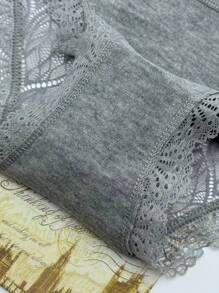 6 piezas de bragas sexy de mujer con detalles de encaje, transpirables y caladas - Multicolor - Ver 7