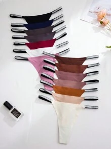 14 piezas Bragas adhesivas de nylon de estilo G-String elásticas y multicolores para niñas, cómodas, transpirables y sexys