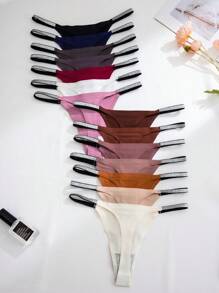 14 piezas Bragas adhesivas de nylon de estilo G-String elásticas y multicolores para niñas, cómodas, transpirables y sexys
