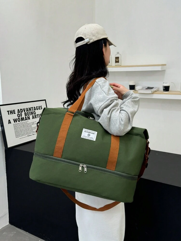 Nueva bolsa de viaje de gran capacidad con compartimento de zapatos independiente, bolsa de gimnasia, bolsa de almacenamiento de maleta con ruedas, bolsa de mano, bolsa de hospital, bolsa de vacaciones, bolsa de maternidad, bolsa de ocio plegable, de moda y versátil - Verde - Ver 3