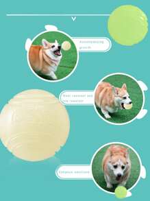 1个夜光实心橡胶球互动狗狗玩具，适合训练，具有弹跳和耐啃咬功能。宠物玩具，狗狗玩具，大/中/小型犬玩具，让您心爱的狗狗玩得不亦乐乎。