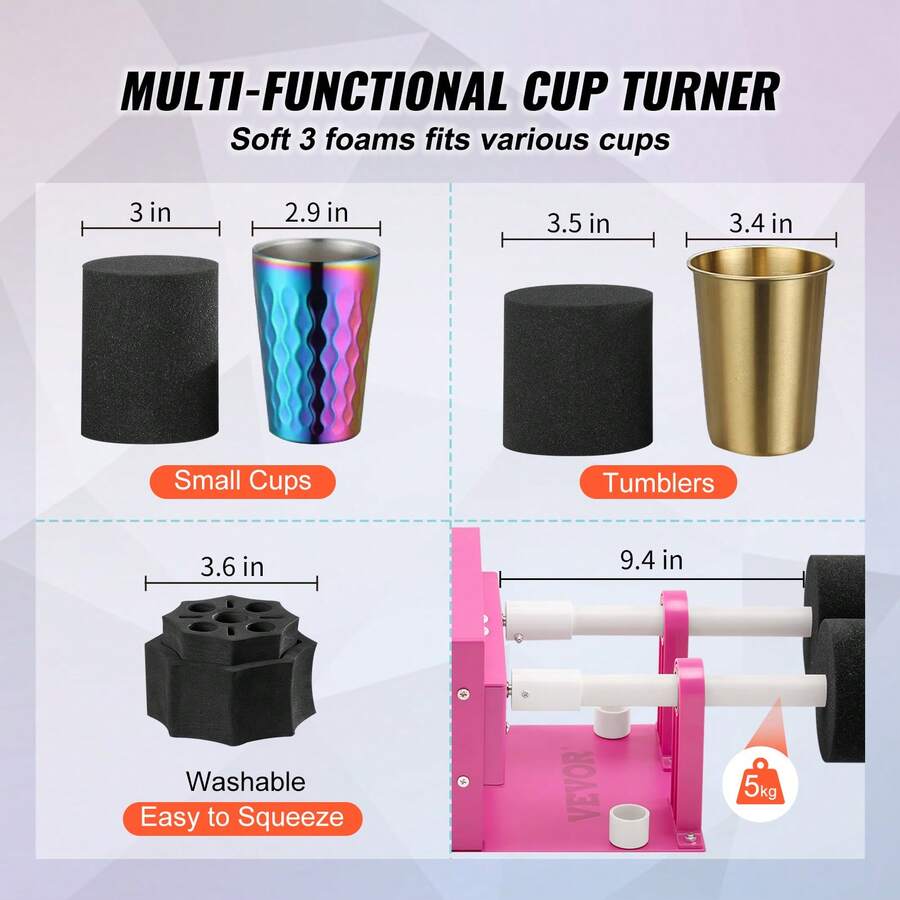 VEVOR 4 Cup Turner For Crafts Tumbler Multiple Tumbler Turner DIY