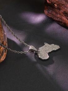 1入款庞克、嘻哈風格不鏽鋼項鍊，彩色鑽石玻璃裝飾地圖設計，男士派對裝或作為父親或兄弟的禮物最佳