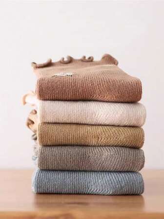 5對寶寶春秋防滑點點袜子，附蘑菇耳朵