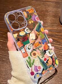 1pc Summer Vacation Pattern Transparent TPU Full Coverage Anti-Drop Anti-Fingerprint Soft Phone Case Compatible With IPhone16pro/16plus/15/15promax/15pro/11/12/13/14promax/11pro/11promax/12pro/12promax/13pro/13promax/14pro/14promax, Creative Deluxe Design