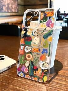 1pc Summer Vacation Pattern Transparent TPU Full Coverage Anti-Drop Anti-Fingerprint Soft Phone Case Compatible With IPhone16pro/16plus/15/15promax/15pro/11/12/13/14promax/11pro/11promax/12pro/12promax/13pro/13promax/14pro/14promax, Creative Deluxe Design