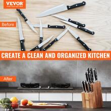Universal Knife Holder, Acacia Wood Knife Block Without Knives, Two-Tier Knife Storage Stand With PP Brush, Extra Large Multifunctional Wooden Knife Organizer, Knife Rack For Kitchen Counter