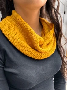 Warm Infinity Scarf For Women Knitted RANDOM COLORS - Ginger - View 3
