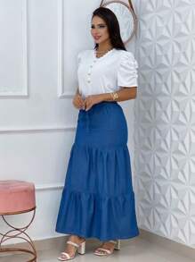 Women Denim Dresses - Rửa tối - Xem 4