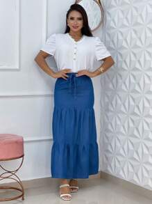 Women Denim Dresses - Rửa tối - Xem 3