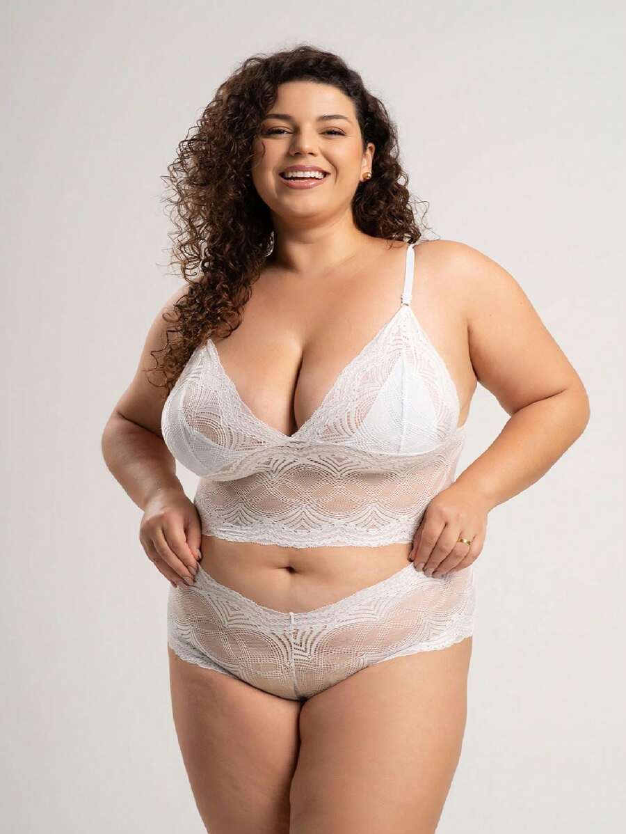 Plus Size Sexy Lingerie - 白色 - 查看 1