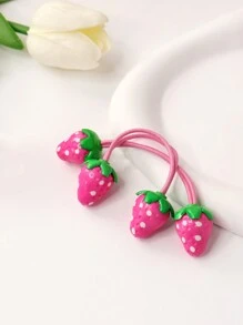 12 chiếc dây buộc tóc trang trí hình dâu tây cho bé gái, thích hợp để sử dụng hàng ngày. - Nhiều màu - Xem 9