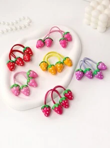 12 chiếc dây buộc tóc trang trí hình dâu tây cho bé gái, thích hợp để sử dụng hàng ngày. - Nhiều màu - Xem 2