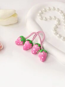 12 chiếc dây buộc tóc trang trí hình dâu tây cho bé gái, thích hợp để sử dụng hàng ngày. - Nhiều màu - Xem 4