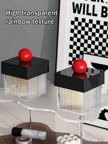 1pc Perfume Sample Storage Box, Vintage Vanity Table Desktop Decor, Jewelry Organizer Clear Acrylic Box - Black - View 4