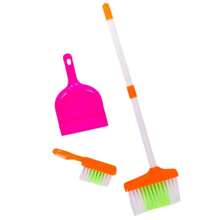Kit Limpeza Brinquedo Infantil Vassoura Escova Pá 3 Peças - Multicolorido - Visão 3