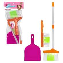 Kit Limpeza Brinquedo Infantil Vassoura Escova Pá 3 Peças - Multicolorido - Visão 2