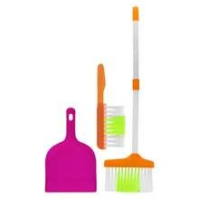 Kit Limpeza Brinquedo Infantil Vassoura Escova Pá 3 Peças - Multicolorido - Visão 1