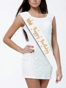 女士生日快樂腰帶，生日裝飾，生日派對用品 - 彩色 - 查看 6