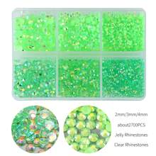 2,700pcs/Box 2mm/3mm/4mm Flat Bottom Resin Rhinestones In 6 Compartments, Handmade DIY Resin Crafts Accessories For Clothes, Shoes, Decorations