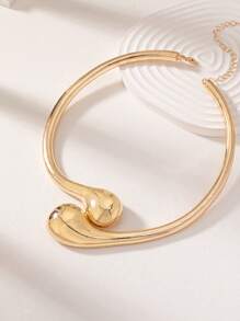 1pc Minimalist Metal Bracelet-Style Necklace, Women's Personalized Necklace - Gold - View 3