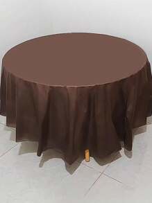 1pc/6pcs Premium Plastic Tablecloth 84-Inch Round Table Cover, Perfect For Wedding, Party, Birthday And Restaurant Dining, Holiday Decoration - White, Black, Pink, Red, Coffee, Green - Multicolor - View 4
