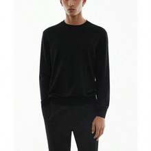 Mango Men's Merino Wool Washable Sweater - Black - View 1