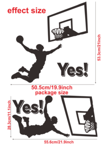 Decal Dán Tường Bóng Rổ Dunk Wall Bám Nhãn Dán Tường Thể Thao - Nhãn Dán Thể Thao Tạo Động Lực Với Sự Phấn khích 'CÓ!' Đồ họa tường phòng tập thể dục lễ kỷ niệm - Nhiều màu - Xem 3