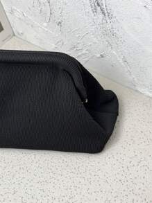 CALINNL Clutch Handbag Women Cosmetic Bag Geometric Stripe Crochet Makeup Pouch For Travel/Shopping, Perfectly Matching With Vacation Outfits Women - Black - View 3